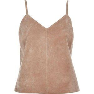 River Island Beige Premium Suede Cami Top sz M